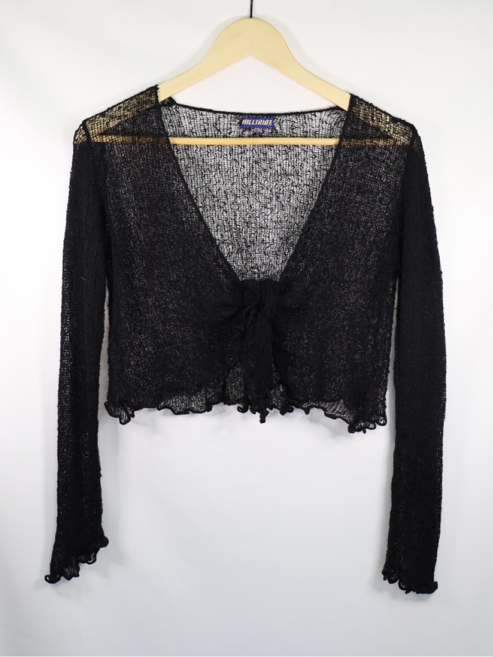 Hilltribe Sheer Black Lace-Like Tie Top | Black Size Medium